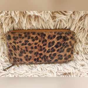 HOBO Lucy leopard zip around wallet